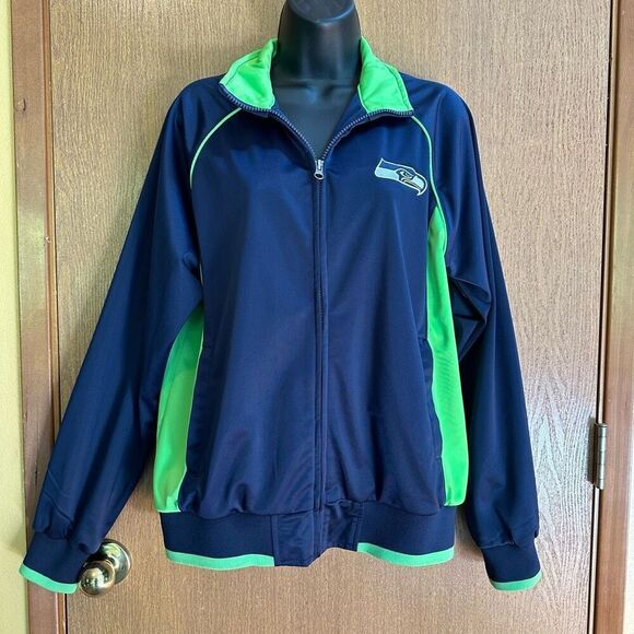 NFL Seattle Seahawks Zip Up Jacket Blue and Green| Women Size Large - Picture 16 of 16